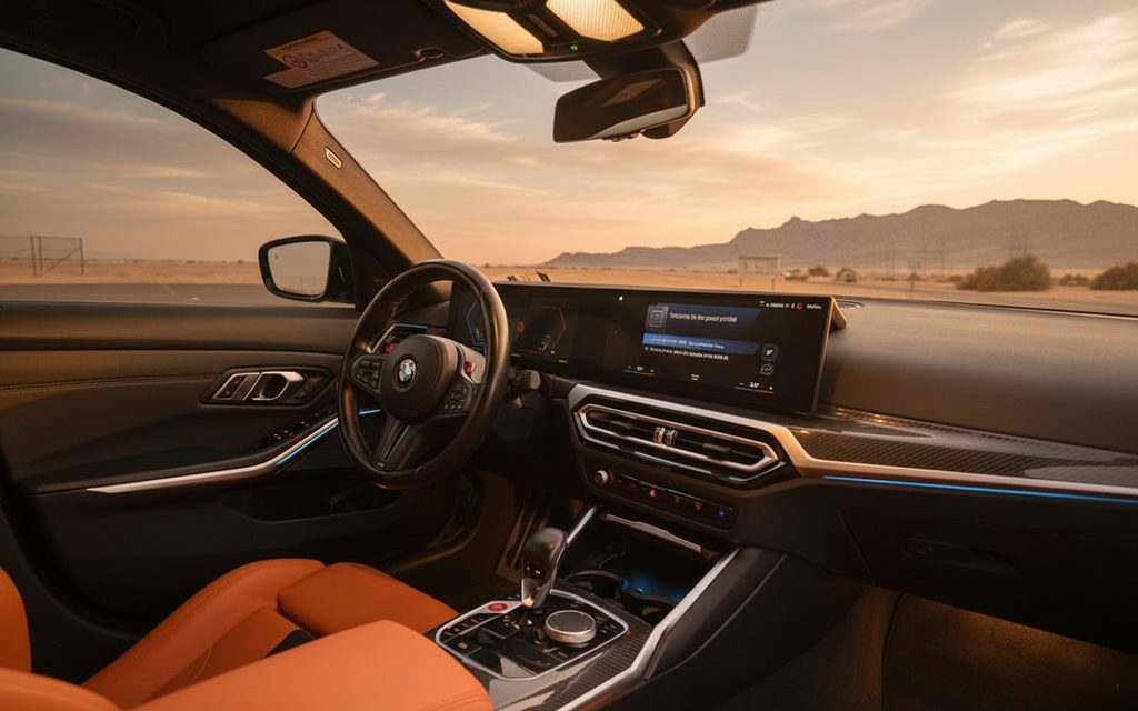 Bmw M3 2023 interior view showing trim – rental in Dubai