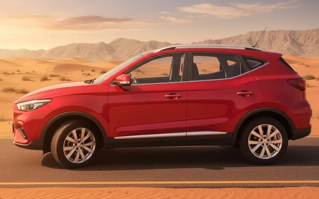 Mg Zs 2023 Red side profile – rental in Dubai