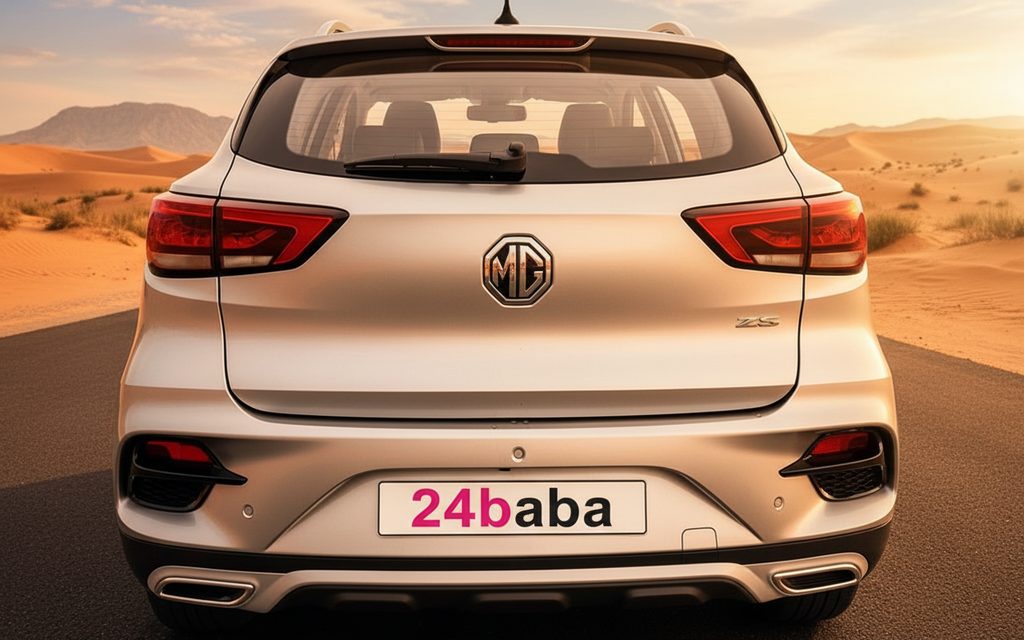 Mg Zs 2025 Silver rear view showing taillights – rental in Dubai