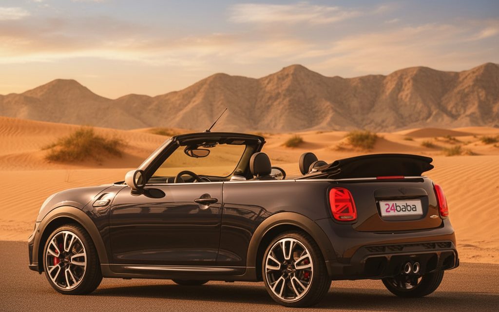 Mini Cooper 2022 Black side profile – rental in Dubai