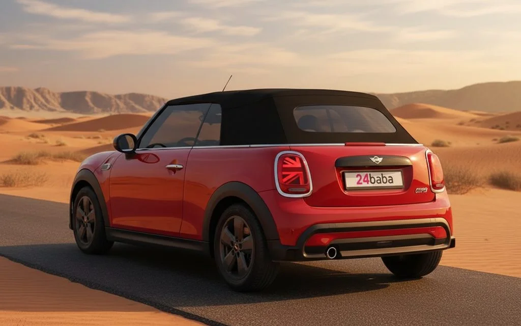 Mini Cooper 2023 Red side profile – rental in Dubai