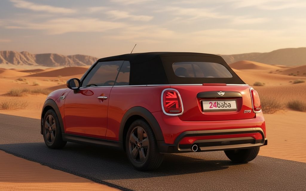 Mini Cooper 2023 Red side profile – rental in Dubai