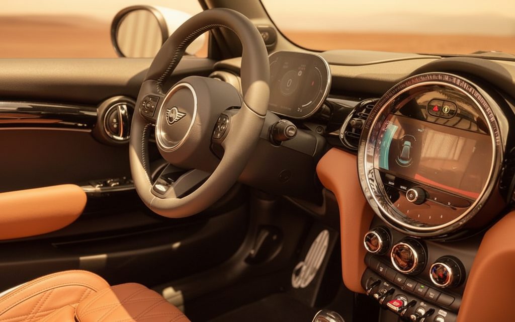 Mini Cooper 2023 interior view showing trim – rental in Dubai
