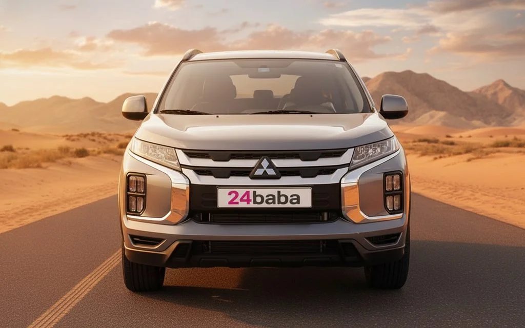 Mitsubishi Asx 2025 Silver front view with headlights – rental in Dubai
