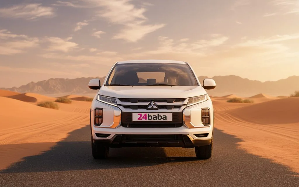 Mitsubishi Asx 2024 White front view with headlights – rental in Dubai