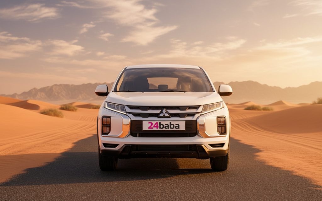 Mitsubishi Asx 2024 White front view with headlights – rental in Dubai