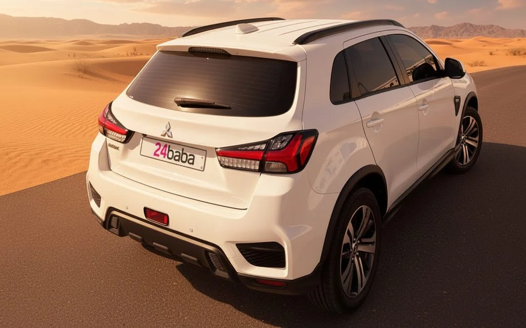 Mitsubishi Asx 2024 White rear view showing taillights – rental in Dubai