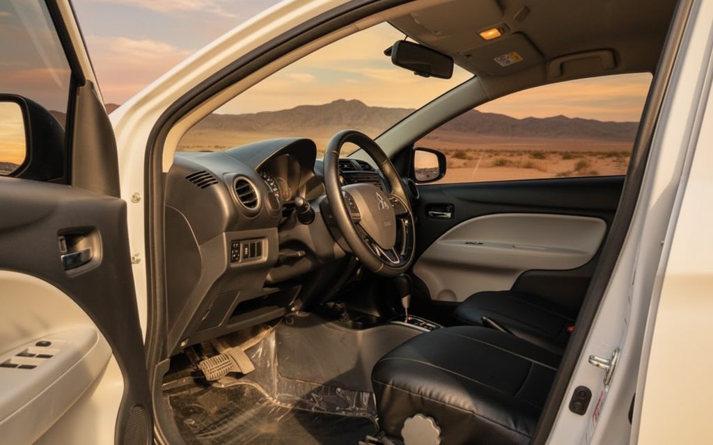 Mitsubishi Attrage 2021 interior view showing trim – rental in Dubai