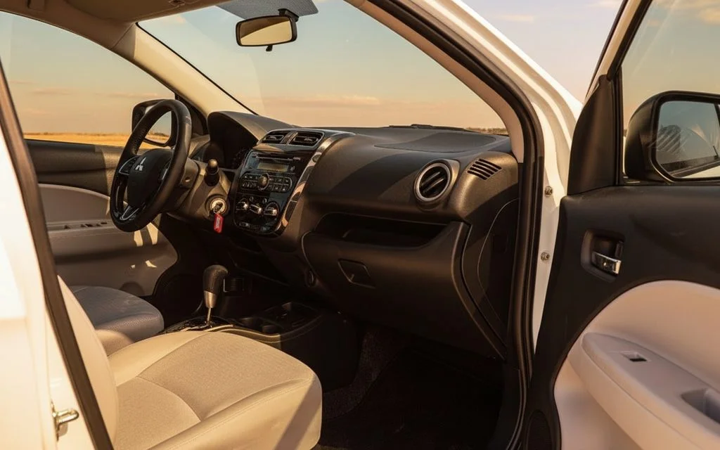 Mitsubishi Attrage 2022 interior view showing trim – rental in Dubai