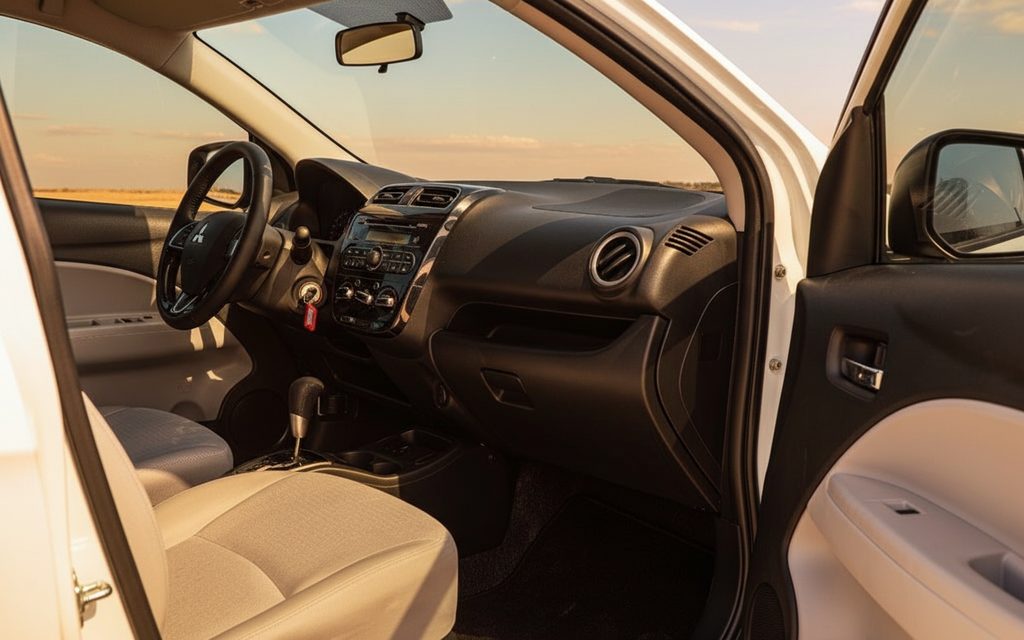 Mitsubishi Attrage 2022 interior view showing trim – rental in Dubai