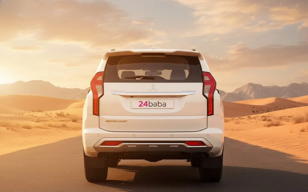 Mitsubishi Montero 2022 White rear view showing taillights – rental in Dubai