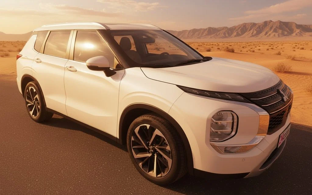 Mitsubishi Outlander 2024 White side profile – rental in Dubai