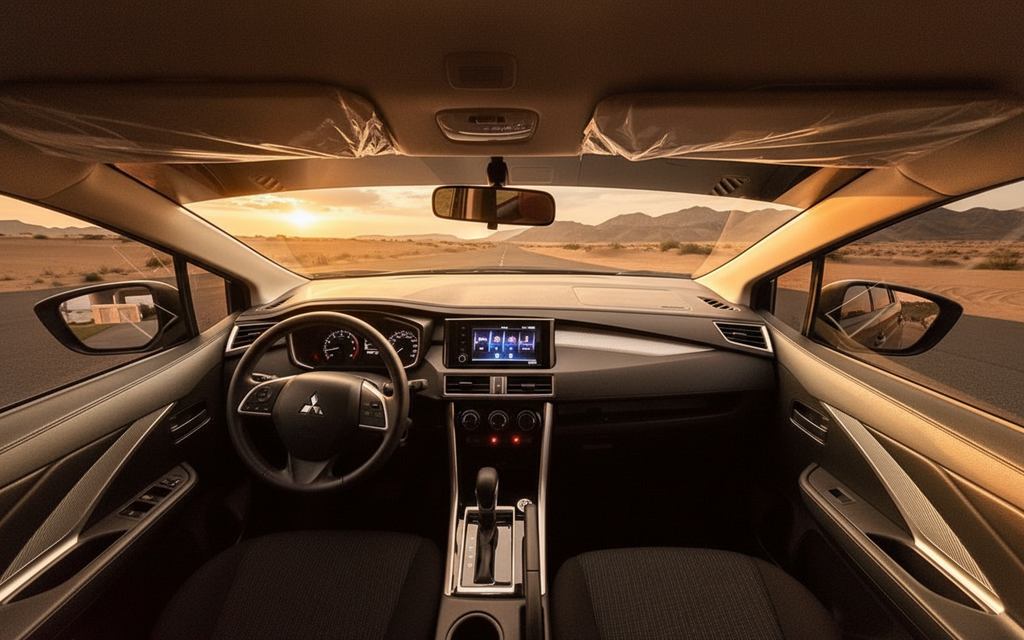 Mitsubishi Xpander 2024 interior view showing trim – rental in Dubai