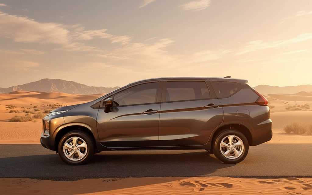 Mitsubishi Xpander 2024 Black side profile – rental in Dubai