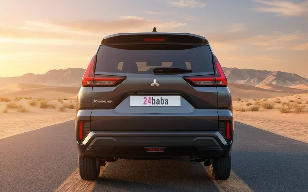 Mitsubishi Xpander 2024 Black rear view showing taillights – rental in Dubai