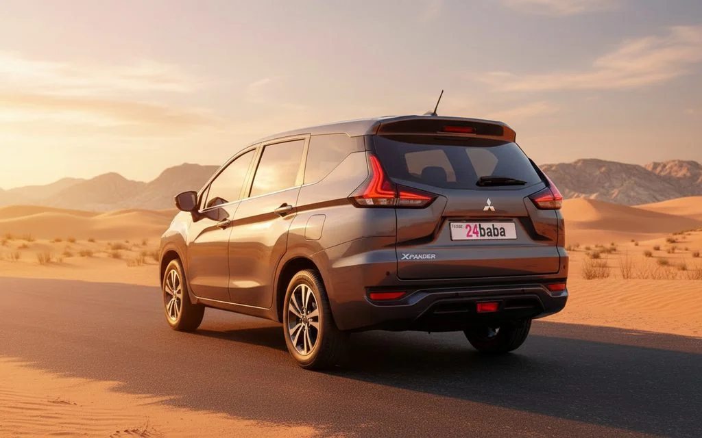 Mitsubishi Xpander 2022 Dark Gray rear view showing taillights – rental in Dubai