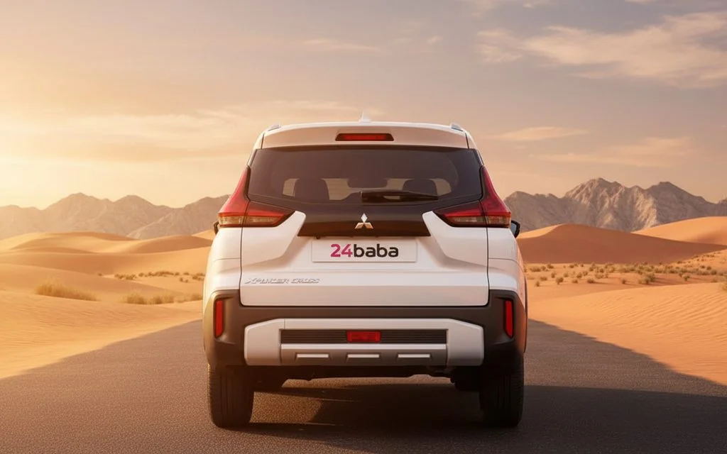 Mitsubishi Xpander 2023 White rear view showing taillights – rental in Dubai