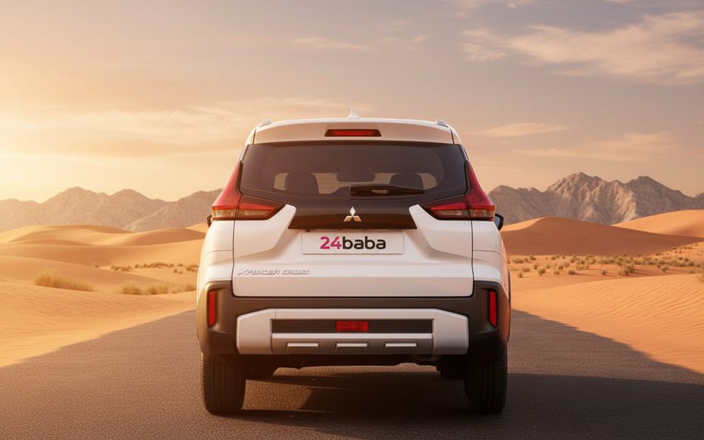 Mitsubishi Xpander 2023 White rear view showing taillights – rental in Dubai