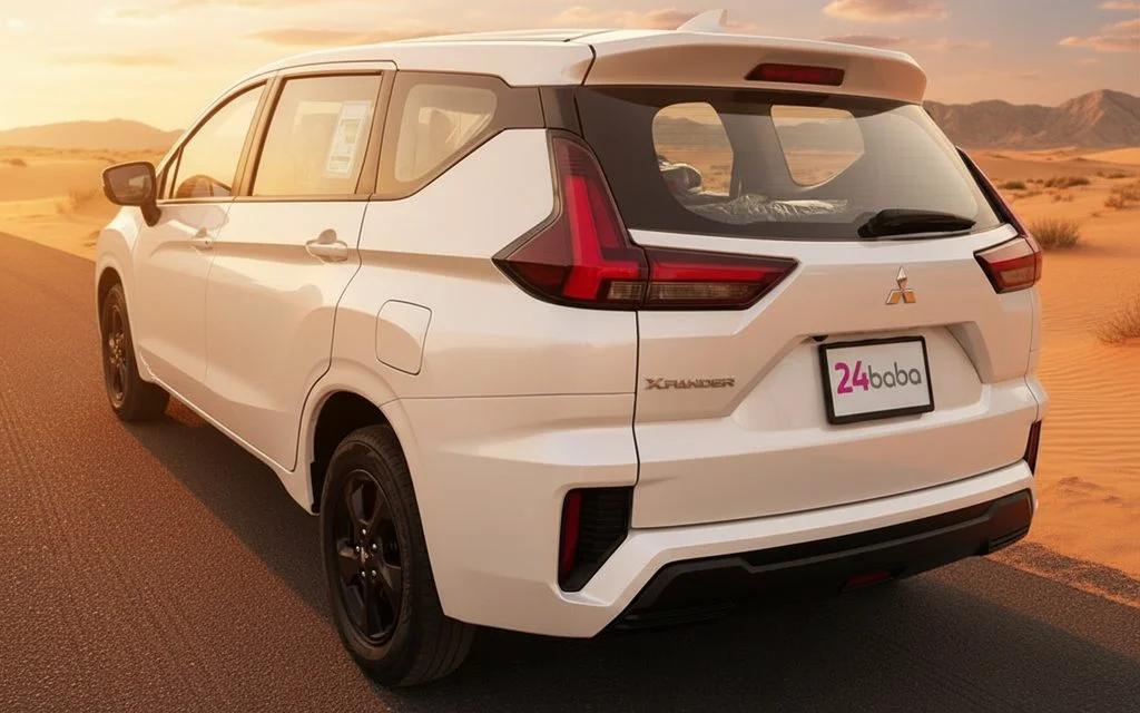 Mitsubishi Xpander 2025 White rear view showing taillights – rental in Dubai