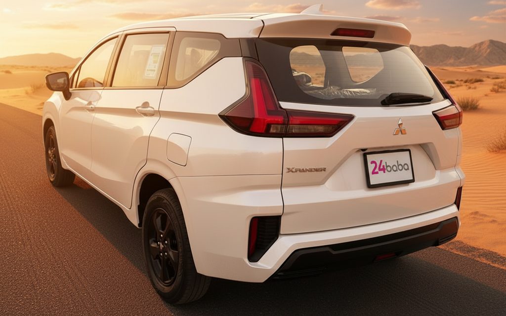 Mitsubishi Xpander 2025 White rear view showing taillights – rental in Dubai