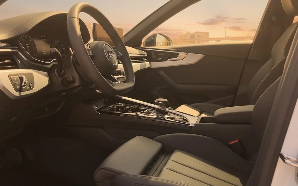 Audi A4 2024 interior view showing trim – rental in Dubai