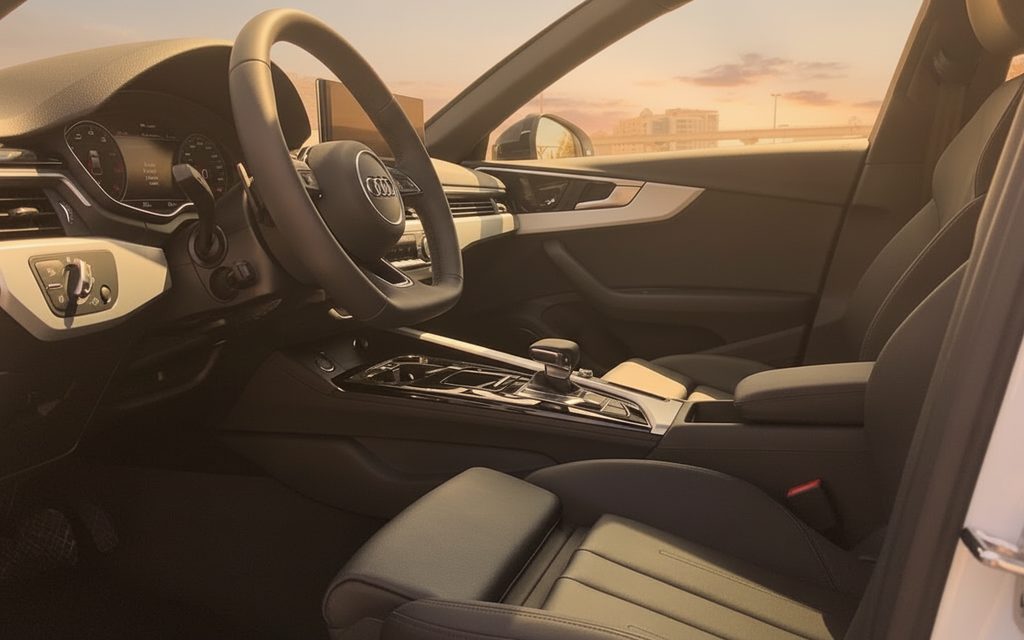 Audi A4 2024 interior view showing trim – rental in Dubai