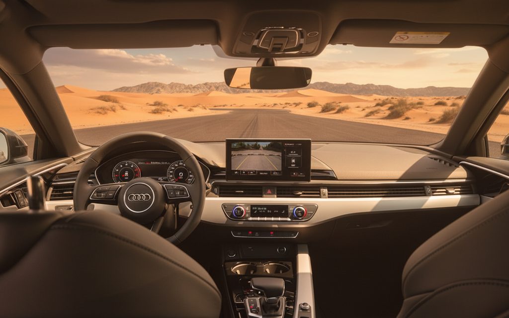 Audi A4 2024 interior view showing trim – rental in Dubai