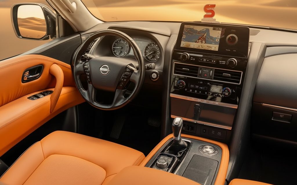 Nissan Armada 2022 interior view showing trim – rental in Dubai