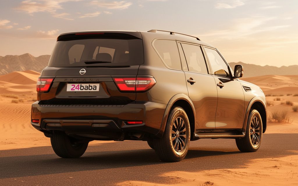 Nissan Armada 2022 Black rear view showing taillights – rental in Dubai