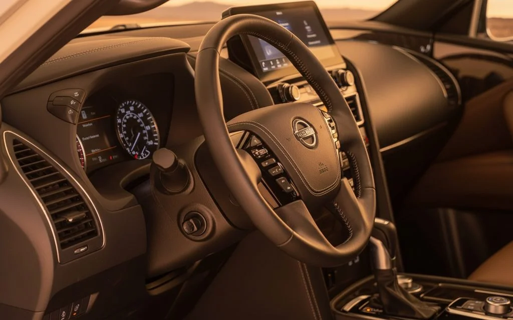 Nissan Armada 2024 interior view showing trim – rental in Dubai