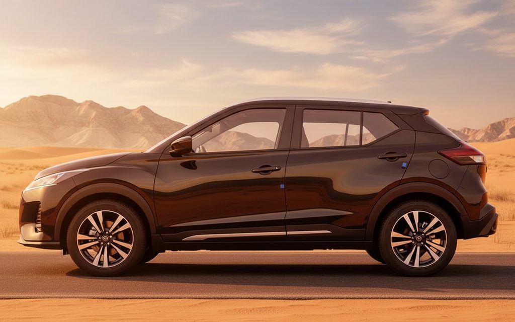 Nissan Kicks 2022 Black side profile – rental in Dubai