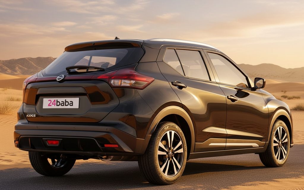 Nissan Kicks 2022 Black rear view showing taillights – rental in Dubai
