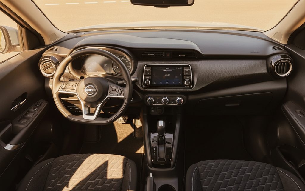 Nissan Kicks 2024 interior view showing trim – rental in Dubai