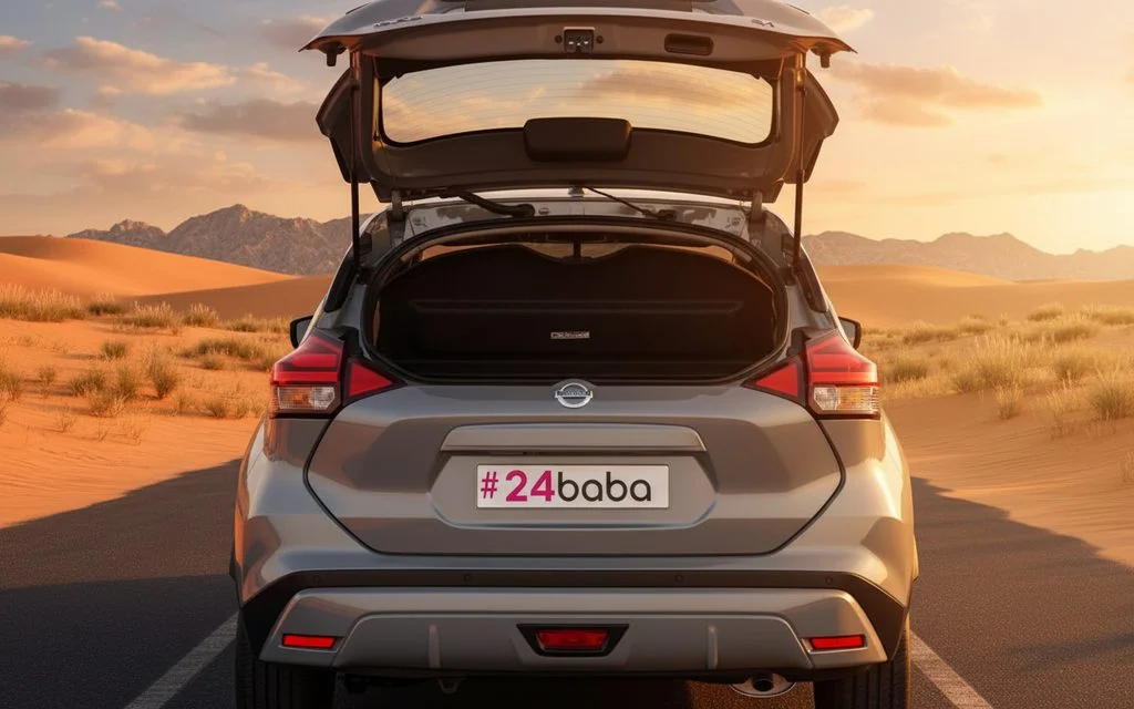 Nissan Kicks 2024 Grey rear view showing taillights – rental in Dubai