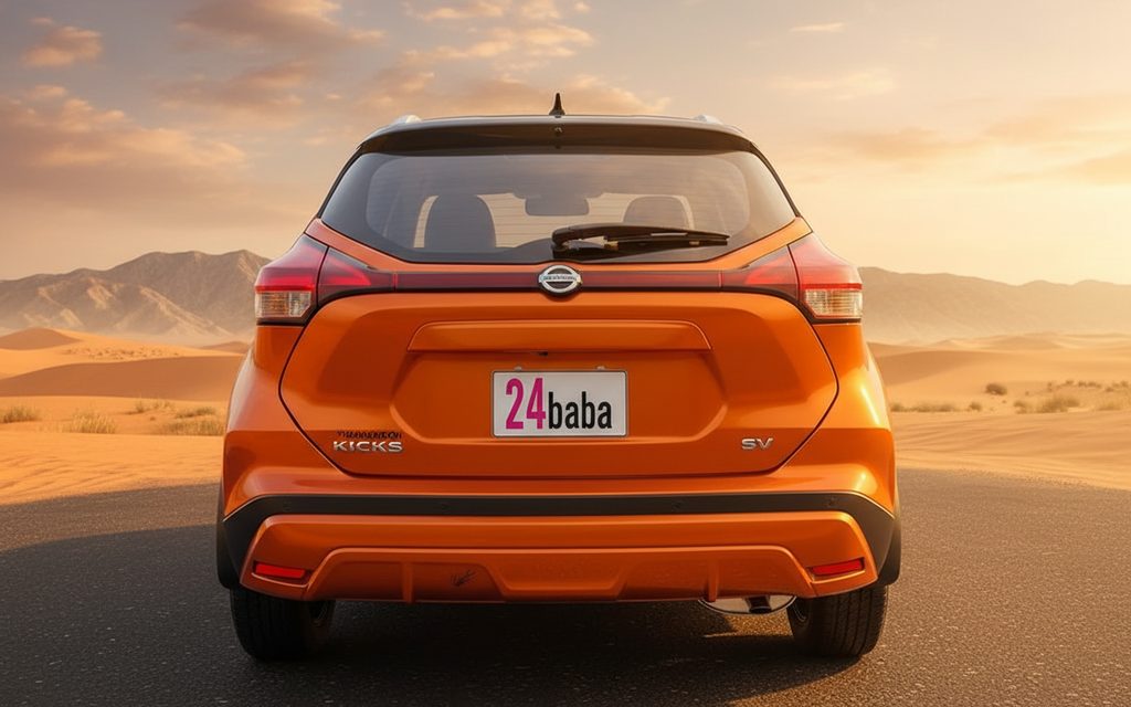 Nissan Kicks 2021 Orange rear view showing taillights – rental in Dubai