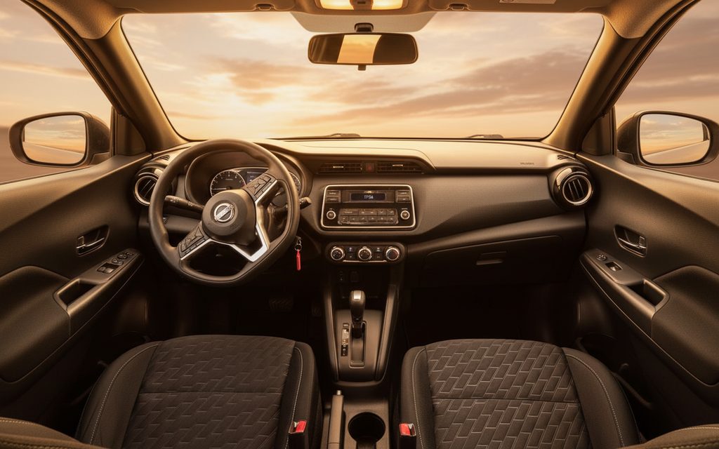 Nissan Kicks 2024 interior view showing trim – rental in Dubai