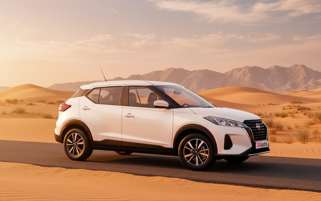 Nissan Kicks 2025 White side profile – rental in Dubai
