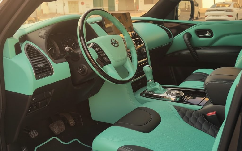 Nissan Patrol 2020 interior view showing trim – rental in Dubai