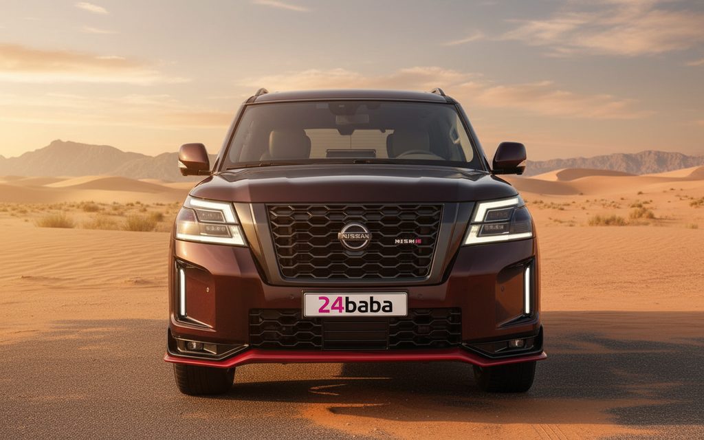 Nissan Patrol 2025 Brown front view with headlights – rental in Dubai