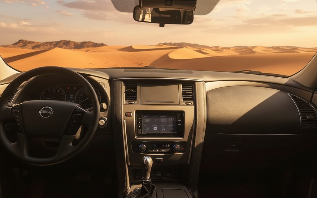 Nissan Patrol 2024 interior view showing trim – rental in Dubai