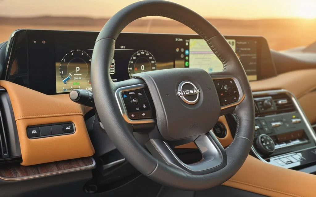 Nissan Patrol 2025 dashboard and infotainment – rental in Dubai