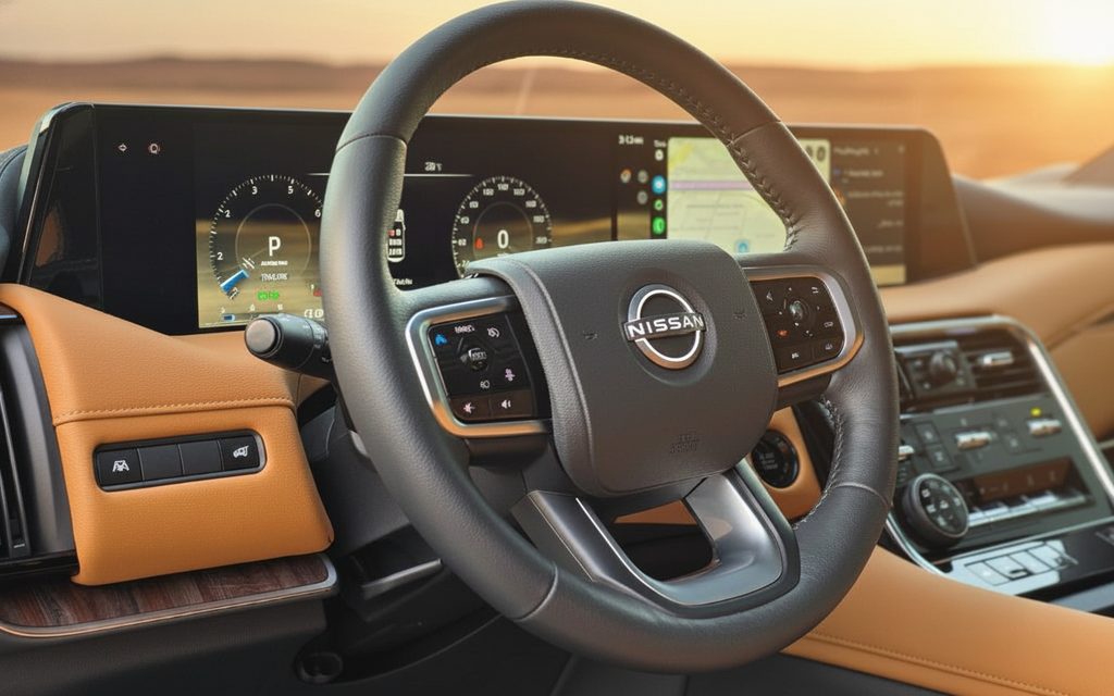 Nissan Patrol 2025 dashboard and infotainment – rental in Dubai