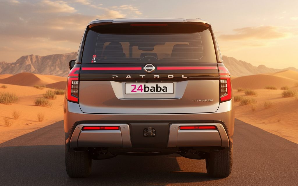 Nissan Patrol 2025 Grey rear view showing taillights – rental in Dubai