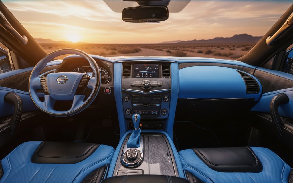 Nissan Patrol 2020 interior view showing trim – rental in Dubai