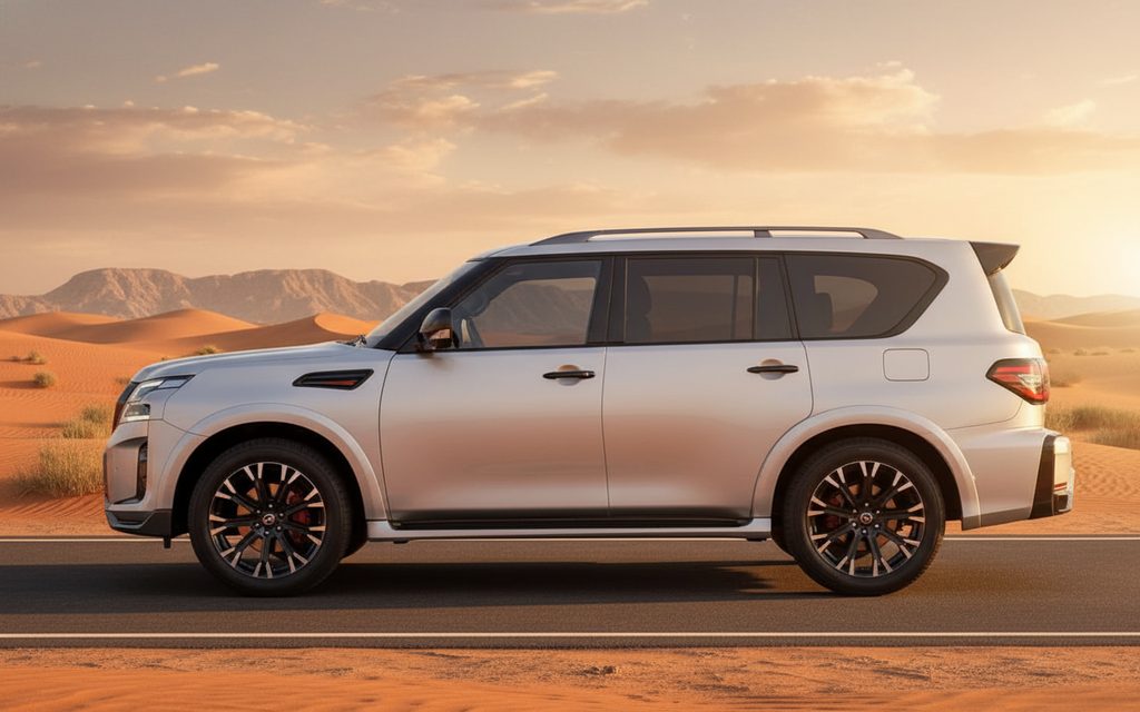 Nissan Patrol 2020 Silver side profile – rental in Dubai