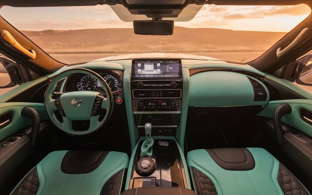 Nissan Patrol 2020 interior view showing trim – rental in Dubai