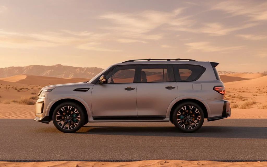 Nissan Patrol 2020 Silver side profile – rental in Dubai