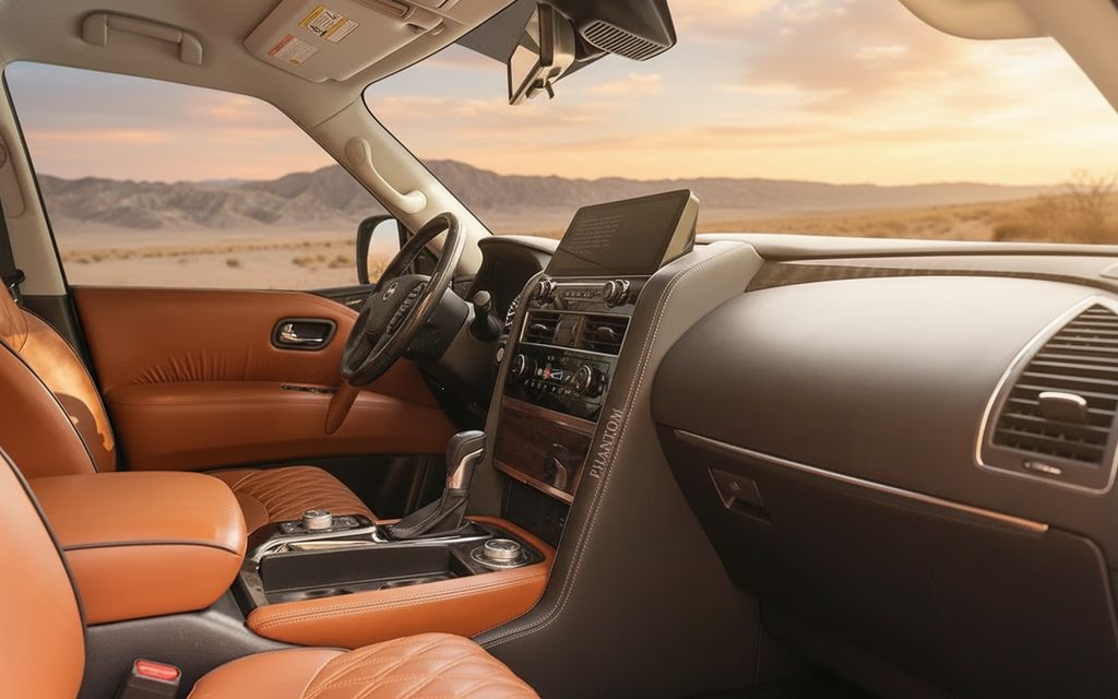 Nissan Patrol 2022 dashboard and infotainment – rental in Dubai