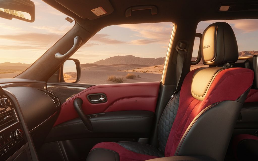 Nissan Patrol 2022 interior view showing trim – rental in Dubai