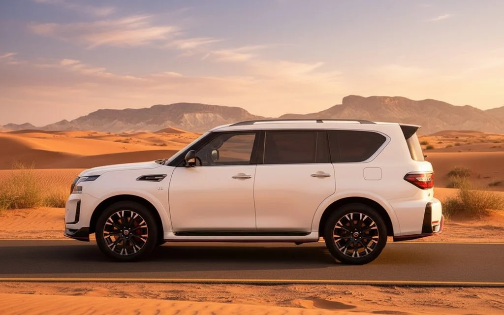 Nissan Patrol 2022 White side profile – rental in Dubai